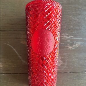 Starbucks Red Faceted Tumbler with Logo